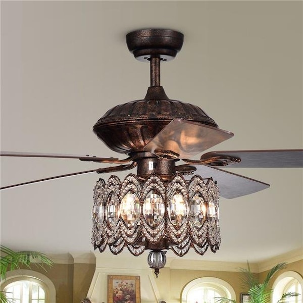 Warehouse Of Tiffany CFL-8324REMO-RB 52 in. Copper Indoor Remote Controlled Ceiling Fan with Light Kit; Bronze CFL-8324REMO/RB - main